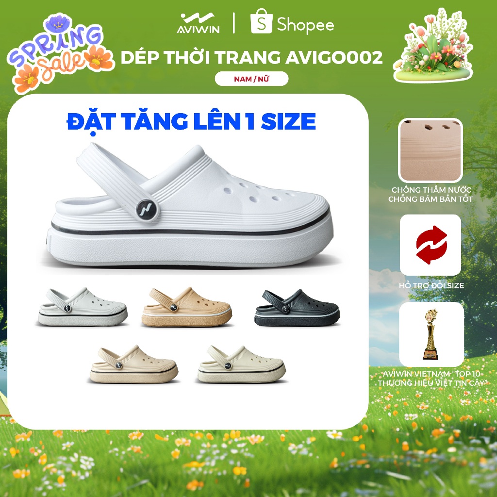 [ĐẶT TĂNG LÊN 1 SIZE] Dép Sục Nam, Nữ AVIWIN AVIGO-002 Kẻ Ngang, Chất EVA Siêu Nhẹ, Chống Trơn Trượt