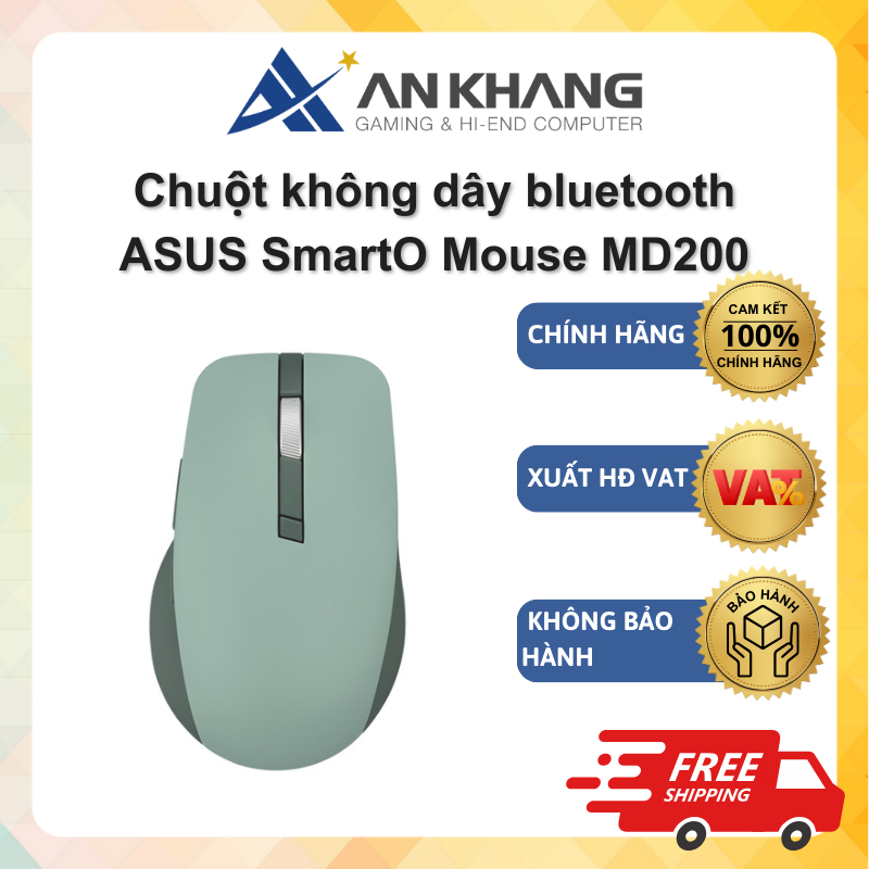 Chuột không dây bluetooth ASUS SmartO Mouse MD200 Silent Plus (Xanh Latte) Chính Hãng