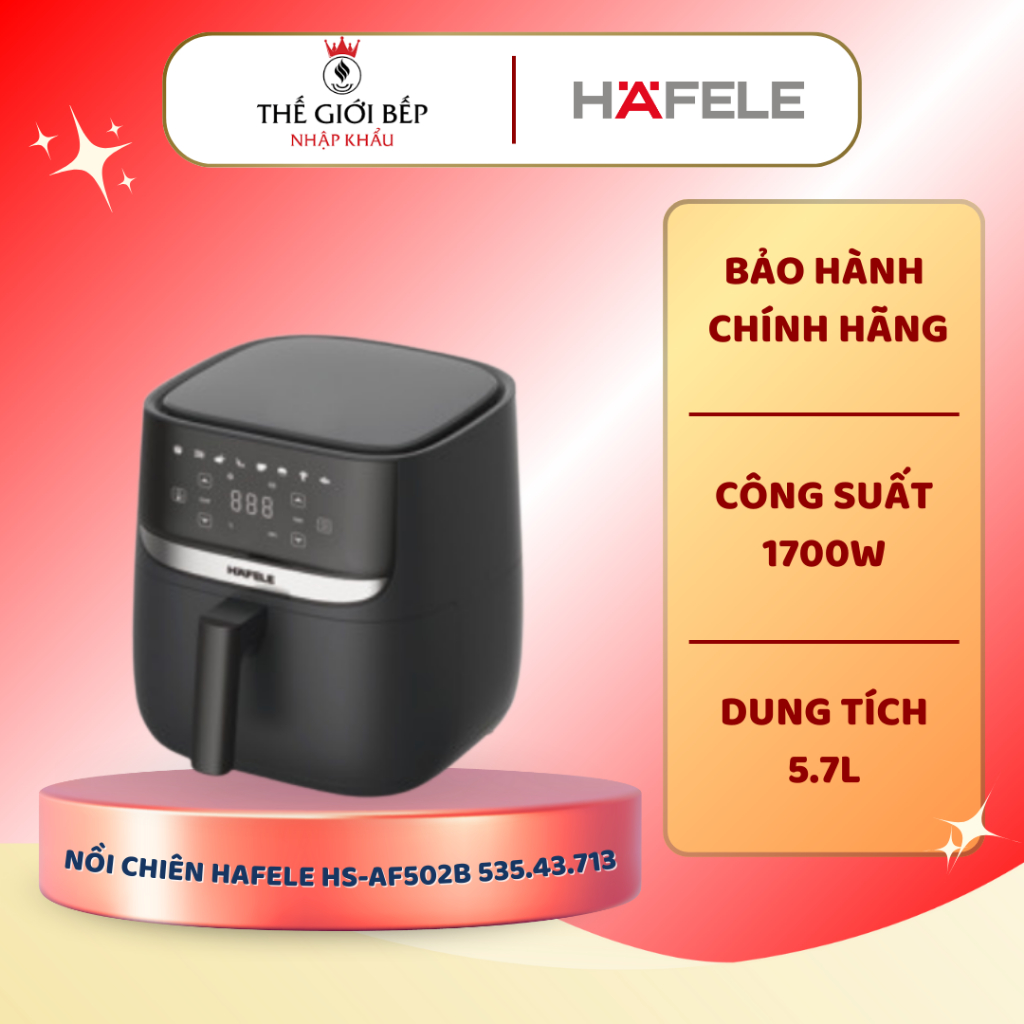 Nồi chiên không dầu Hafele HS-AF502B 535.43.713 - Dung Tích 5.7L, An Toàn Cho Sức Khỏe