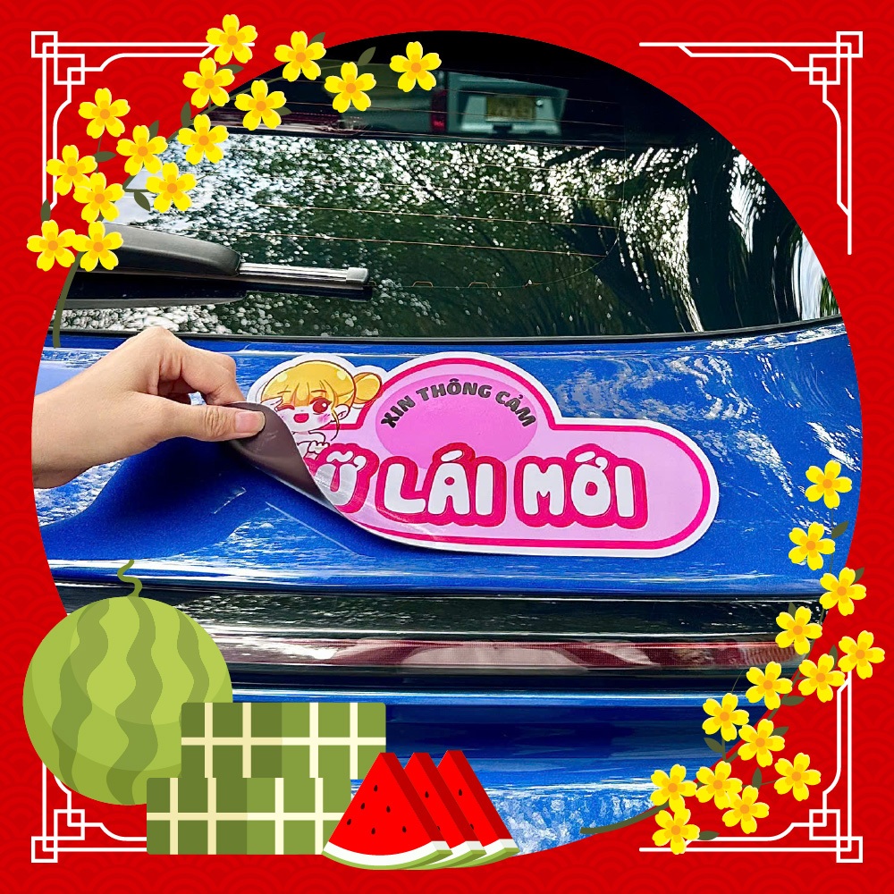 [STNC] DECAL nam châm NỮ LÁI MỚI siêu đáng yêu dành cho các xế nữ xinh gái