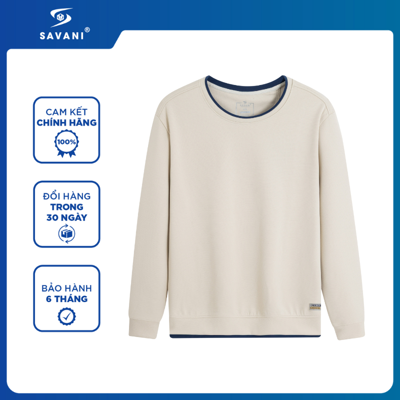 Áo Nỉ Nam Thu Đông SAVANI, Áo Sweater Tay Bo Gấu, Chất Nỉ Dày Dặn, Ấm Áp MACA001W5