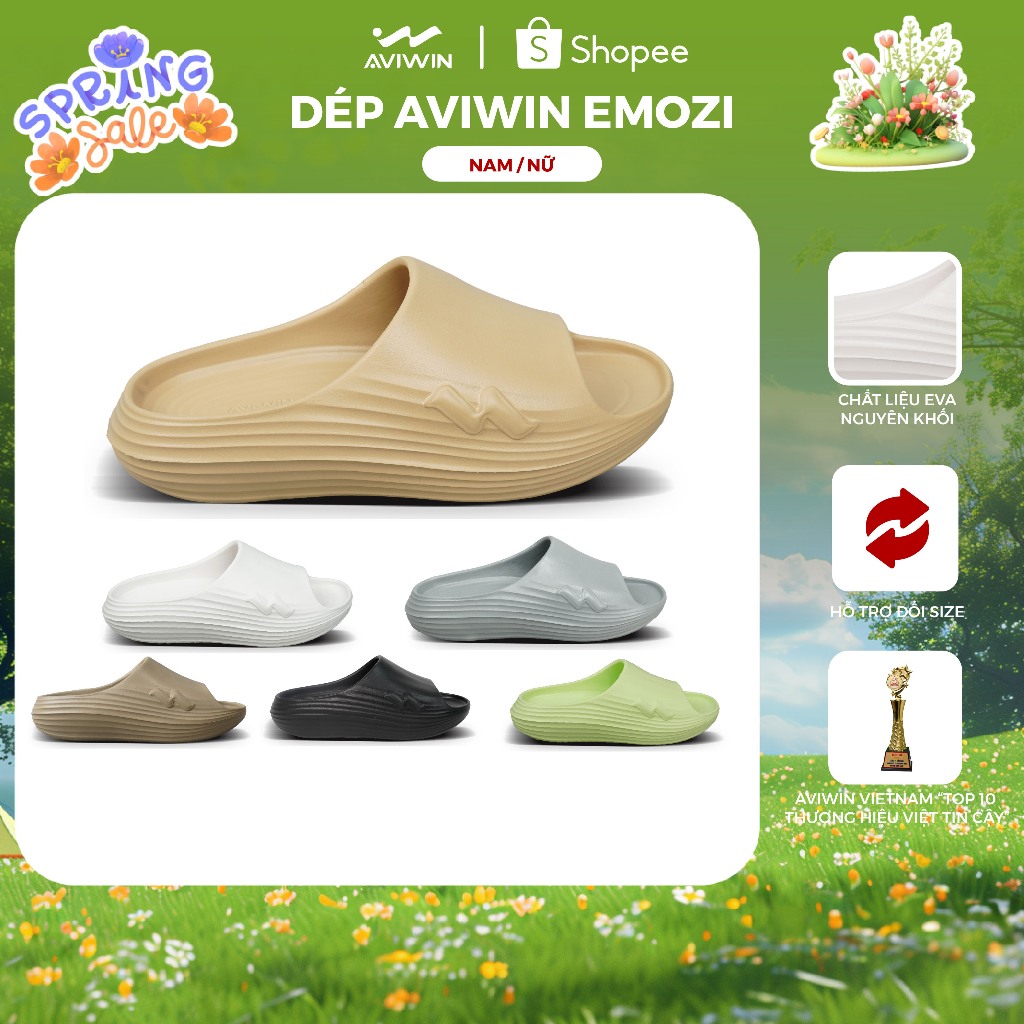 AVIWIN Dép Bánh Mì Nam Nữ Emozi Đúc EVA Nguyên Khối, Chống Trơn, Nhẹ, Êm, Thời Trang, Phong Cách