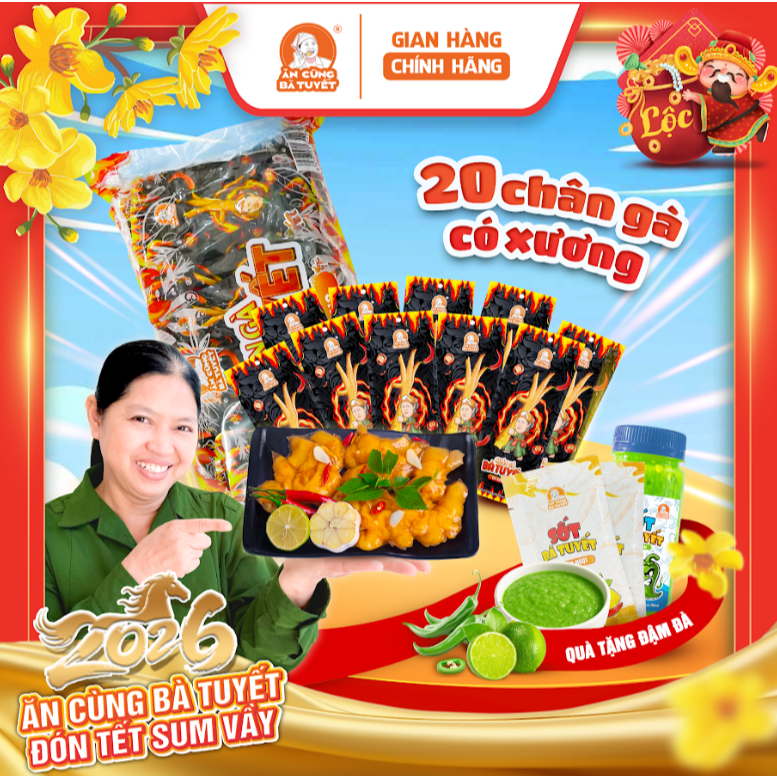   Tặng 1 hũ sốt chấm  Combo 20 CHÂN GÀ TÊ CAY CÓ XƯƠNG - ĂN CÙNG BÀ TUYẾT M57 
