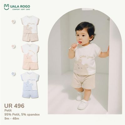 Đồ bộ cộc tay cho bé Ualarogo 9 tháng - 4 tuổi vải Petit mềm mịn co giãn mềm mịn UR 496