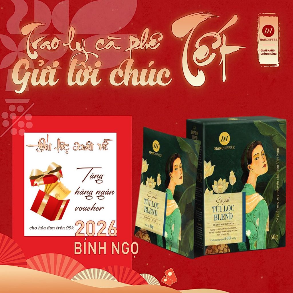 Cà Phê Phin Giấy ARABICA Cà Phê Phin Giấy Tiện Lợi Cà Phê Mộc, Rang Xay Nguyên Chất HANCOFFEE