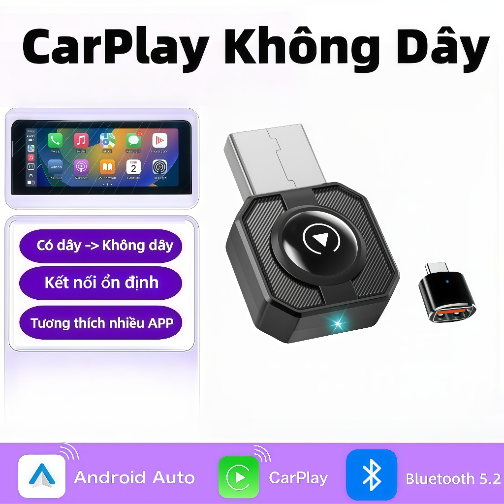 Hộp Carplay/Android Auto/Airplay Không Dây 3in1