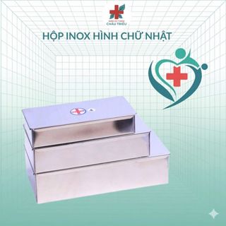 Hộp Chữ Nhật Inox Y Tế Nắp Liền Inox 304 (3 size: Nhỏ - Vừa - Lớn)
