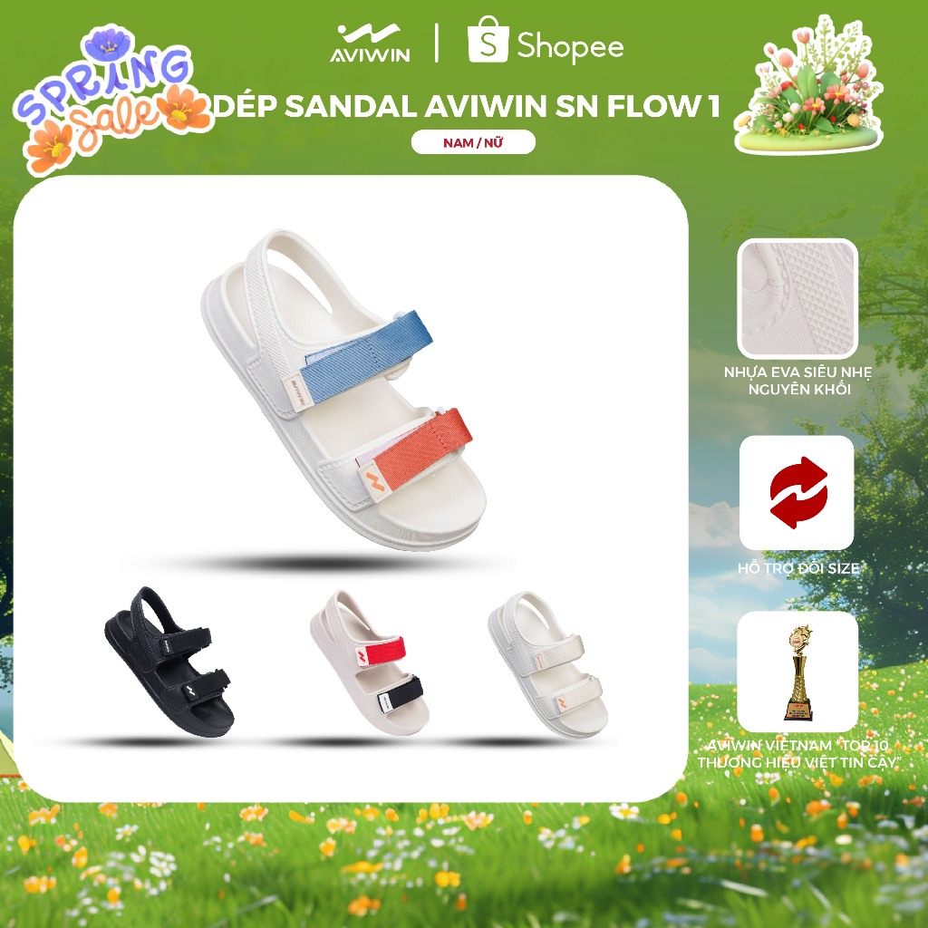 Dép Sandal Unisex AVIWIN SN Flow 1 S001, Dép Quai Dù Chất EVA Siêu Nhẹ, Chống Trơn Trượt Cao 3cm