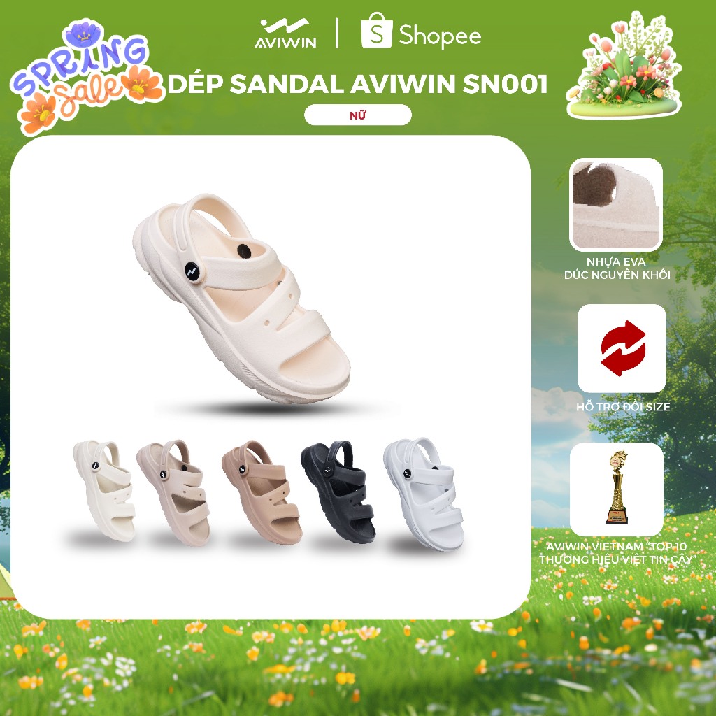 Dép Sandal Nữ AVIWIN SN001 Chất EVA Đúc Nguyên Khối Siêu Nhẹ, Chống Trơn Trượt Cao 3cm
