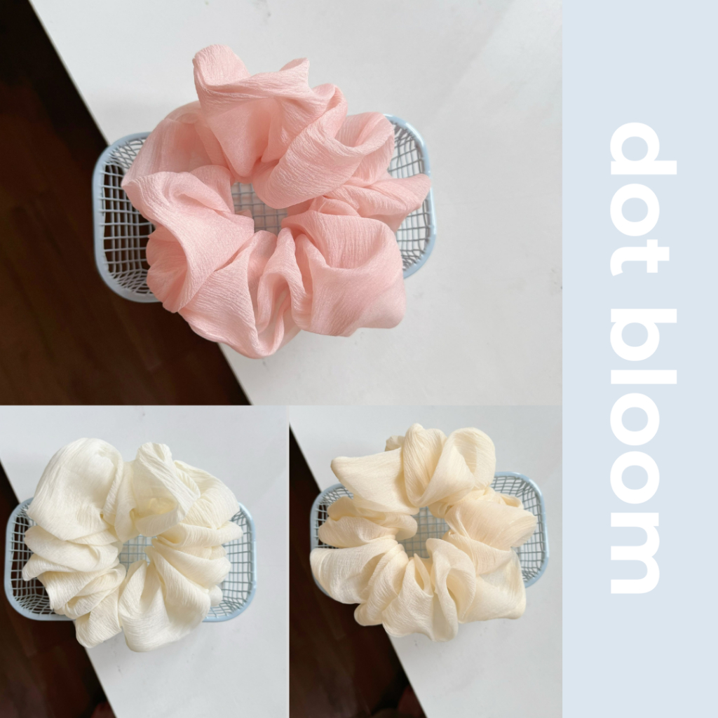 (SIÊU PHỒNG) Scrunchies cột tóc vải voan pastel phồng to xinh xắn dễ thương