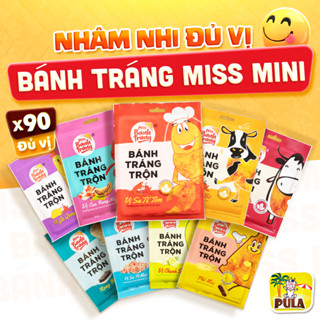  90 Bịch Mini | Bánh Tráng Miss Mini Tiệm nhà Pula 9 Vị | Combo Bánh Tráng Trộn Gói 20-23 Gram Đủ Vị | Ngon Dễ Nghiện 