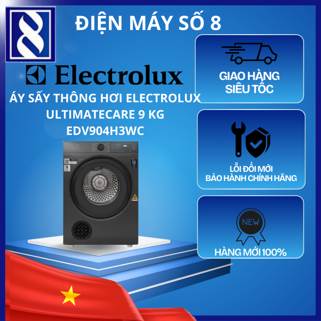 Điện Máy Số 8 | EDV904N3SC | Máy sấy thông hơi Electrolux UltimateCare 9 kg EDV904N3SC - Chính Hãng