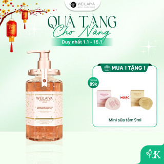  Sữa tắm trắng da thơm lâu Damask Weilaiya Shower Gel cánh hoa hồng làm sạch toàn thân 450ml 