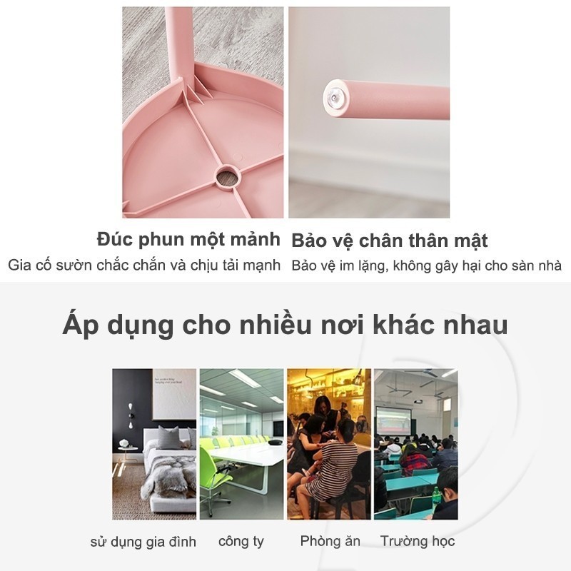 Plas Ghế đẩu nhựa xếp chồng được, mặt ghế tròn bằng nhựa PP, dày dặn, bền chắc và chống thấm nước. | BigBuy360 - bigbuy360.vn