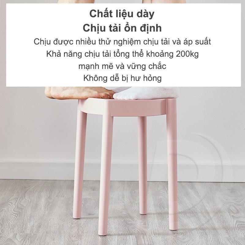 Plas Ghế đẩu nhựa xếp chồng được, mặt ghế tròn bằng nhựa PP, dày dặn, bền chắc và chống thấm nước. | BigBuy360 - bigbuy360.vn