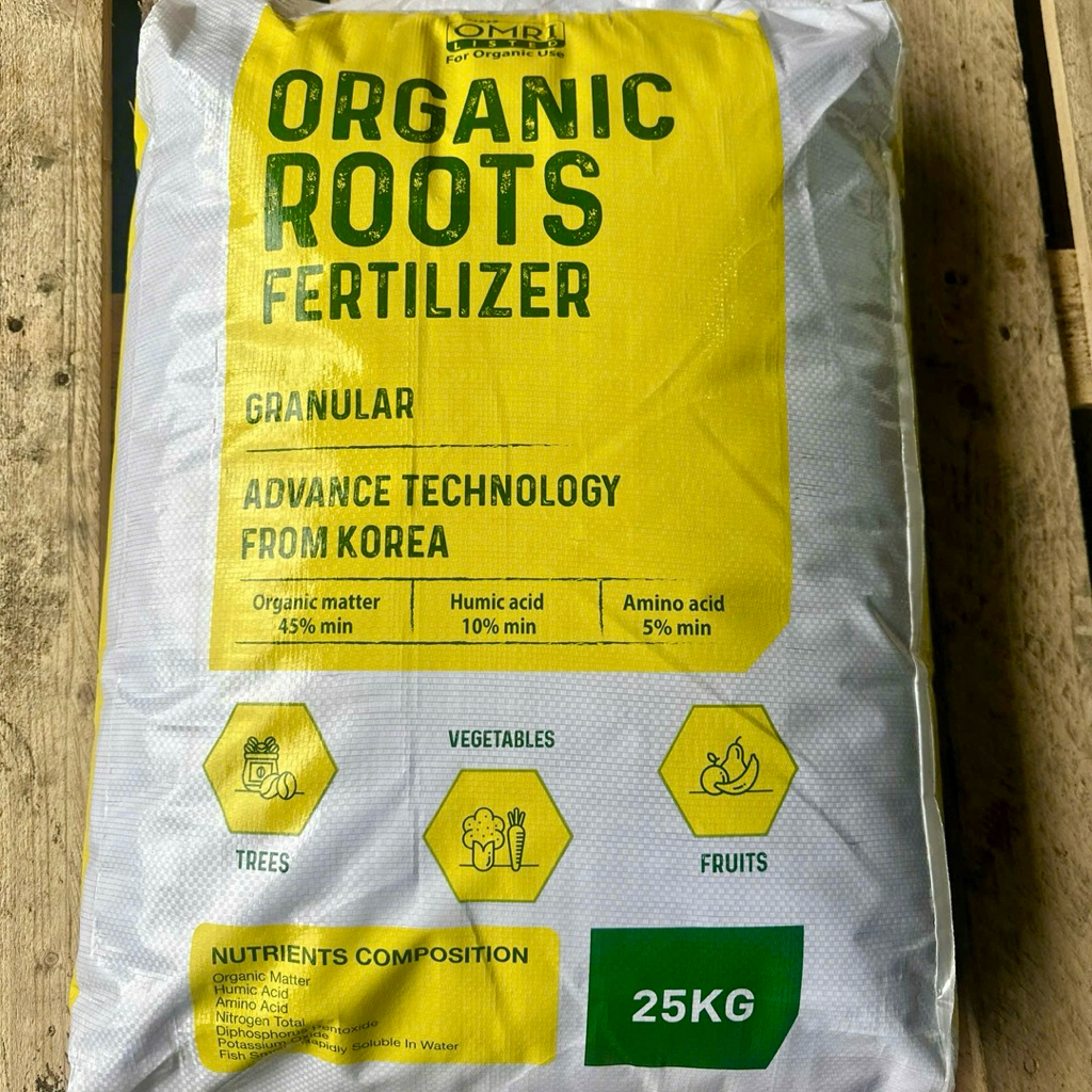 Phân hữu cơ ORGANIC ROOTS Bao 25kg, xuất xứ Hàn Quốc - Giúp cây trồng sinh trưởng mạnh, tăng sức đề 