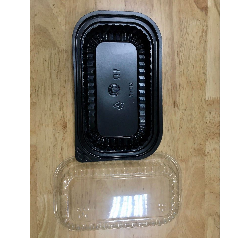 Hộp Nhựa Đế Đen 1 Ngăn HT17 Dùng Một Lần (Kèm Nắp) 500 Hộp