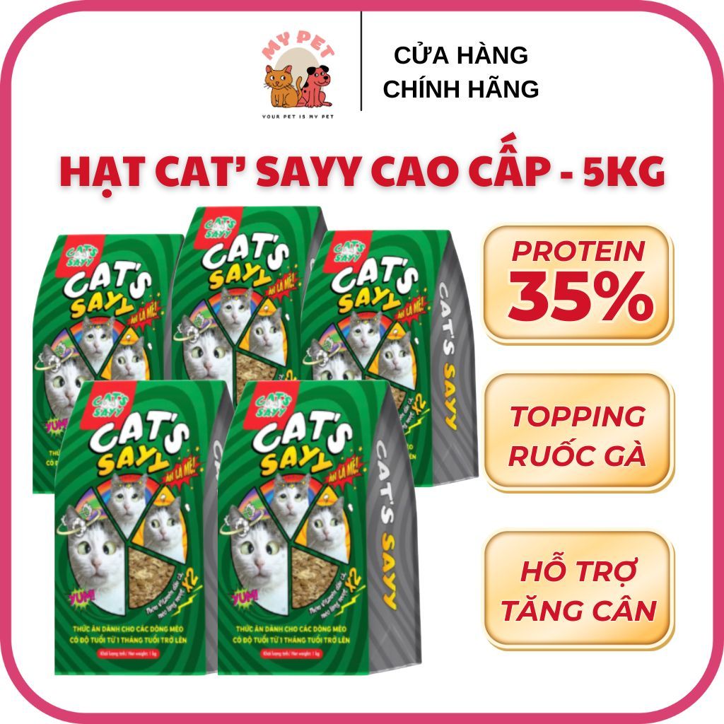 (Tặng 10 Súp) COMBO 5kg Hạt CAT'S SAYY - Siêu Topping Ruốc Gà, Tăng cân, Hỗ trợ làm mượt lông mọi lứ