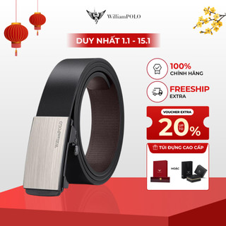   Deal Hot  Thắt lưng nam cao cấp Williampolo mặt khóa bạc chất liệu da bò sang trọng 