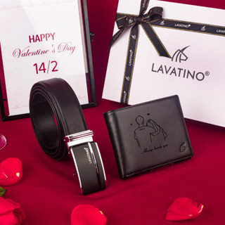  QUÀ TẶNG NAM  Set Ví Nam Khắc Tên Thắt Lưng Da Nam Fullbox Chính Hãng Lavatino Làm Quà Tặng Valentine - WB24 