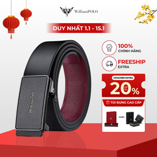  Thắt lưng nam da bò cao cấp Williampolo mặt khoá da sang trọng full hộp đựng POLO23088P 
