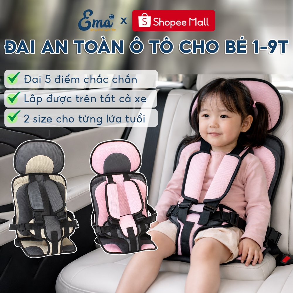 Đai an toàn ô tô cho bé từ 1-9 tuổi -Thoáng mát - êm ái - bảo vệ chắc chắn