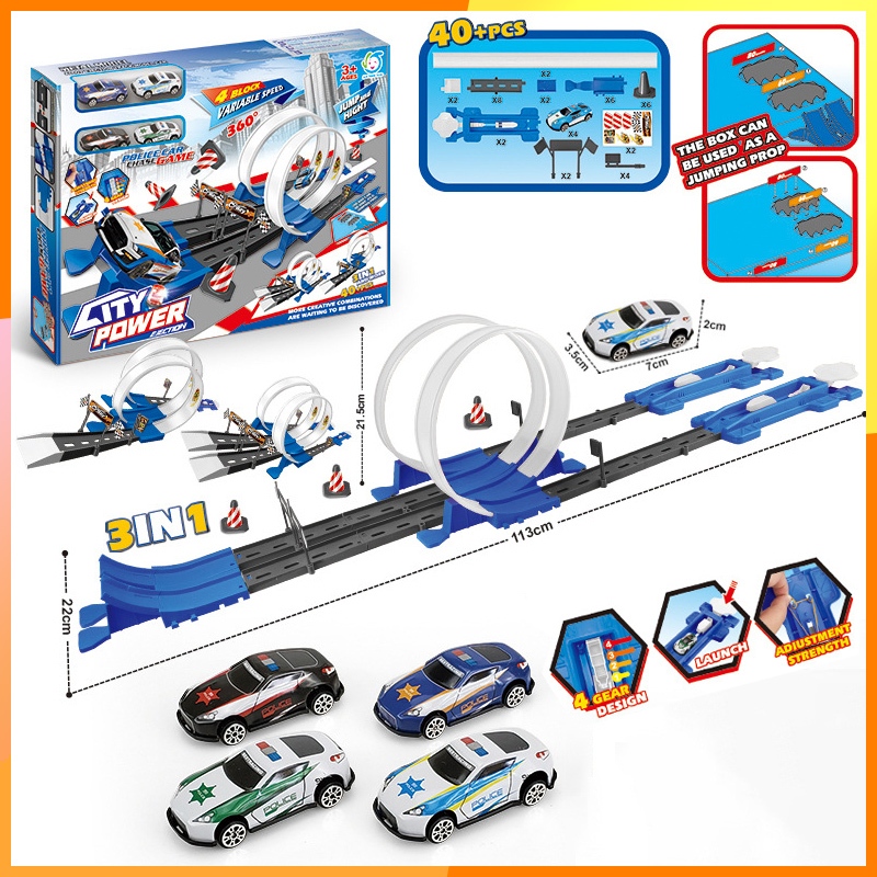 Moontoy Bộ Đồ Chơi Xe Đua Đường Ray 18 và 40 Chi Tiết Tự Lắp Ráp Dành Cho Trẻ Em, Xe Đua Hợp Kim, Đồ