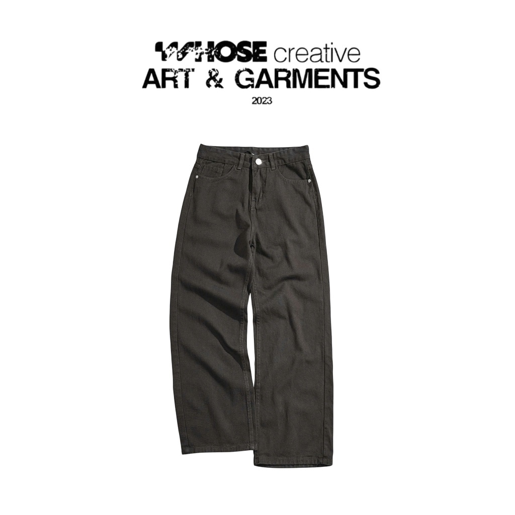 CHARCOAL HEAVY WIDE STRAIGHT JEANS WHOSE - Quần jeans ống đứng wide fit Whose Studio 515