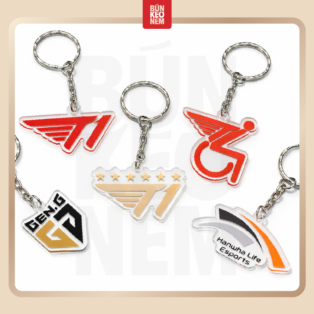 MÓC KHÓA/KEYCHAIN MICA ACRYLIC LOGO ESPORTS – T1 6 SAO / TÊ LIỆT / HLE / GENG / GAM / PRX