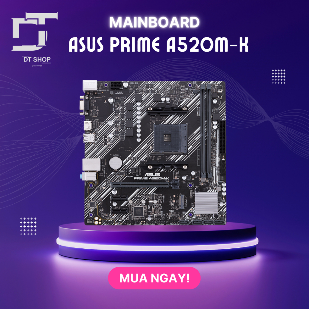 Mainboard ASUS PRIME A520M-K | Socket AM4 | Hỗ Trợ Ryzen 3000/4000G/5000 | M-ATX | Chính Hãng FULL N