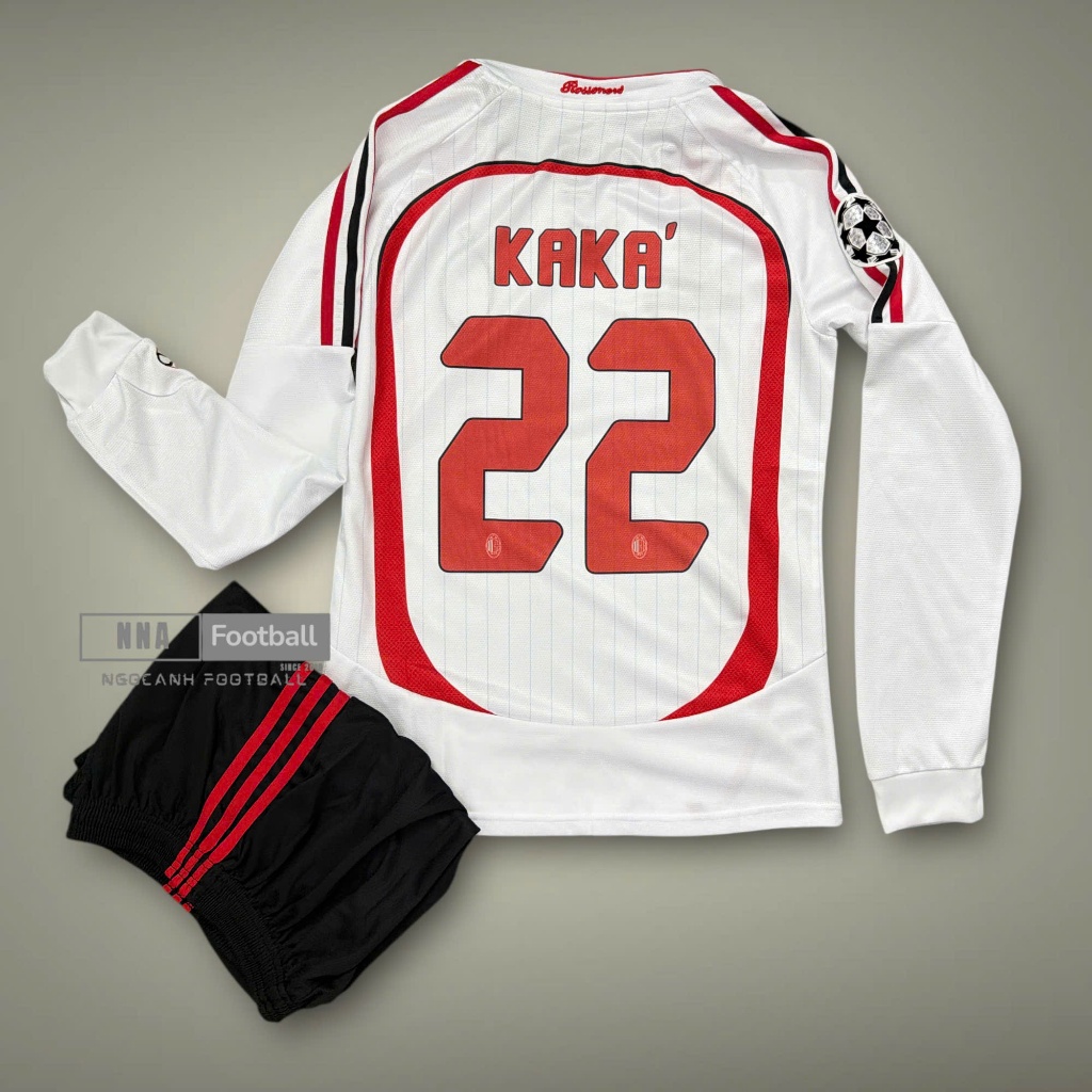 "Bộ Quần Áo Retro AC Milan Tay Dài In Số KAKÁ 22 - Thi Đấu Đẳng Cấp 2007"