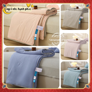  【AeonMall cùng kiểu dáng Chăn làm mát mùa hè Cool Ice Silk Chăn mùa hè cao cấp Màu kem Chăn điều hòa không khí Chăn mỏng 