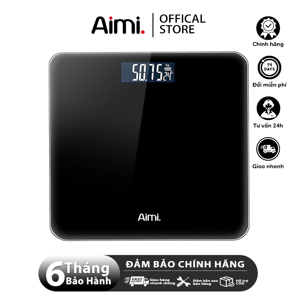 [BẢO HÀNH 6 THÁNG] Cân Điện Tử Sức Khỏe Deli Chịu Tải 180kg Màn Hình LED Mặt Kính Cường Lực