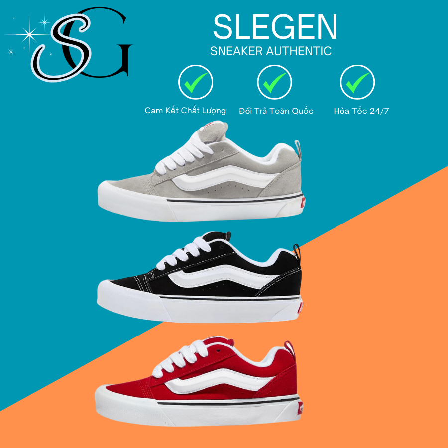 (Bản Best) Giày Vans Knu Skool Đủ Phối Màu. Giày Vans Knu Màu Đỏ Đen Nam Nữ Full Box