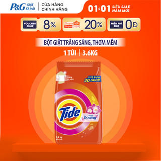  Bột Giặt TIDE Hương Downy Cho Quần Áo Trắng Sáng Túi 3.6kg 