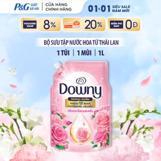   MỚI  Nước Xả Vải Đậm Đặc DOWNY Hương Nước Hoa Cao Cấp Bung Bông Hoa Hạnh Phúc Túi 1L 