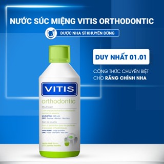  Nước súc miệng VITIS Orthodontic cho Răng niềng Chỉnh nha Sạch kẽ mắc cài Ngừa mảng bám Chai lớn 500ml 