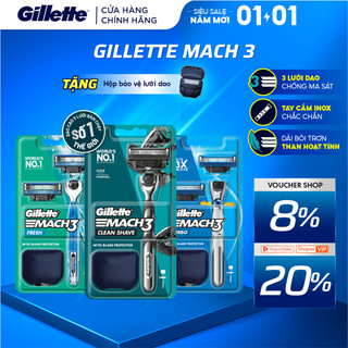  Dao Cạo Râu GILLETTE Mach3 Clean Shave  Mach 3+  Mach3 Turbo - Hộp 1 Cán 2 Lưỡi 1 Lưỡi 