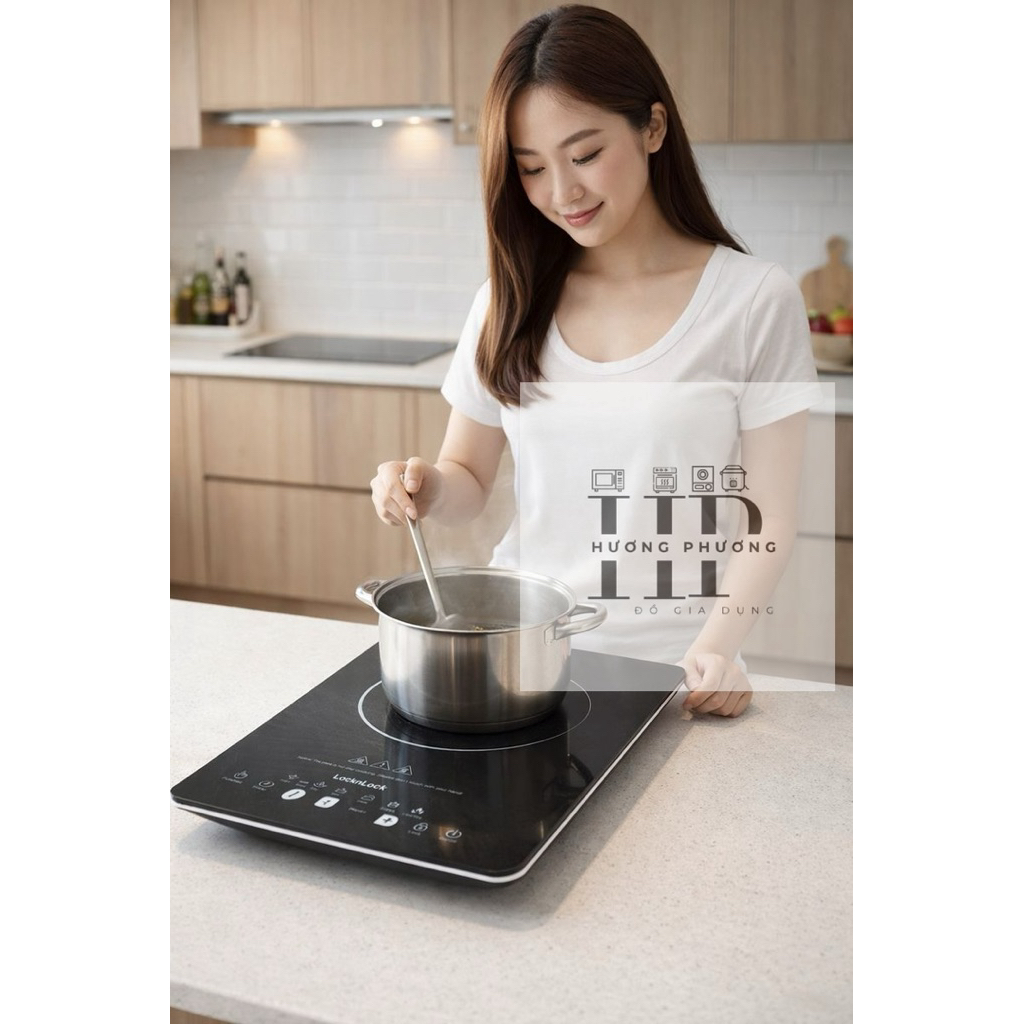 [ Chính Hãng ] Bếp Từ Đơn Mặt Kính Lock&Lock EJI311 Chống Trào Nước 1500W Bảo Hành 12 Tháng