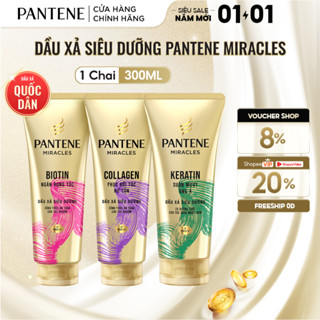  Dầu Xả Siêu Dưỡng PANTENE Miracles Ngăn Rụng Tóc Biotin  Phục Hồi Hư Tổn Collagen  Suôn Mượt Óng Ả Keratin - Tuýp 300ML 