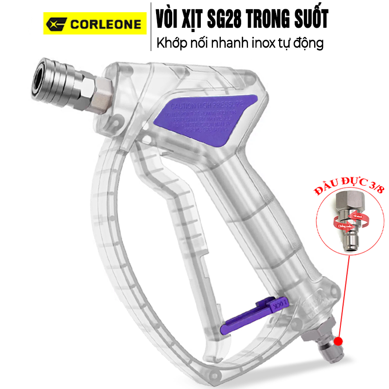 Xúng trong suốt rửa xe cao cấp SG25 RX85, phun rửa dành cho máy rửa xe chuyên nghiệp, áp lực cao áp 