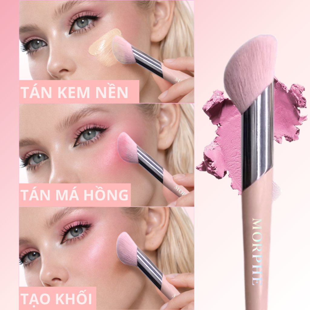 Cọ Tán Nền – Má Hồng Kem – Tạo Khối Morphe Blush and Contour Brush M188 – Đầu Cọ Vát Xéo Ôm Mặt