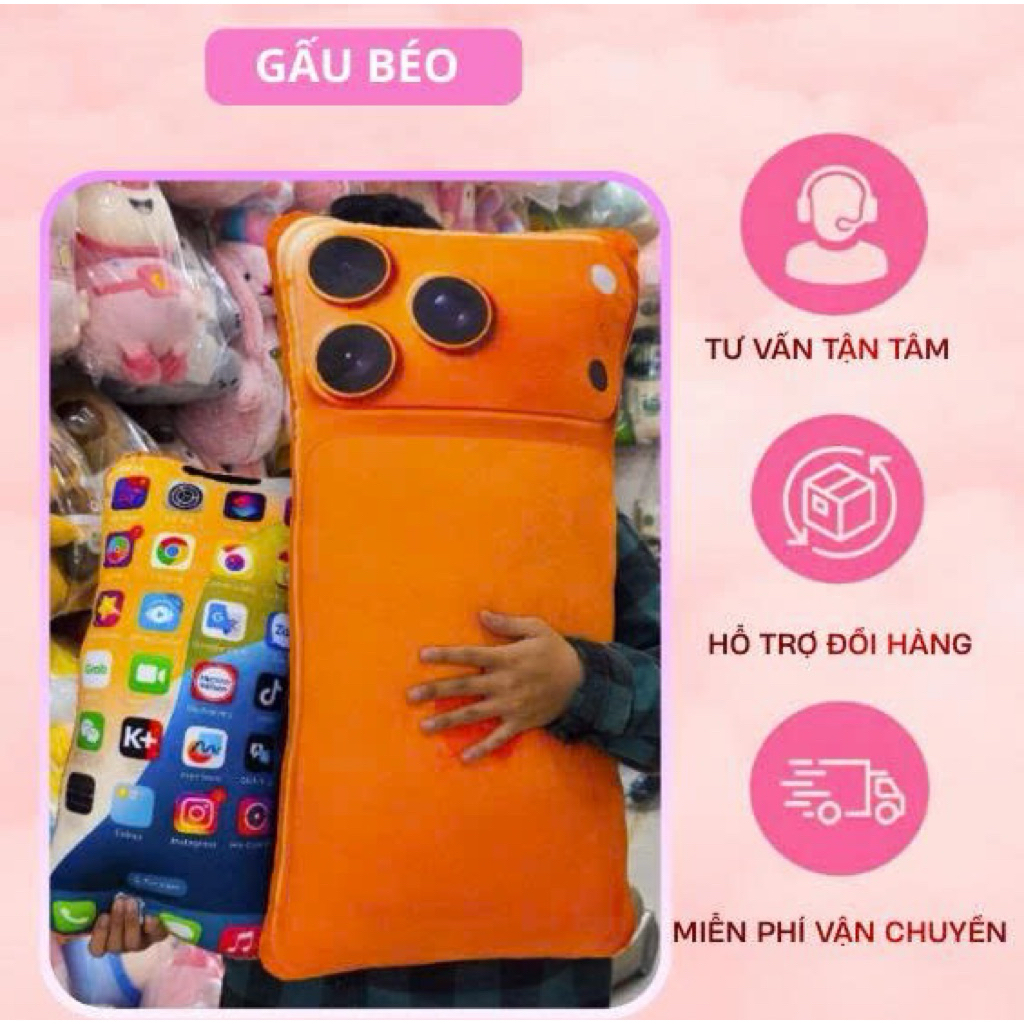 Gấu bông gối ôm in hình IP 17 Pro Max , gối nằm, gối ôm