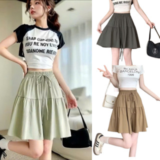 Quần Đùi Giả Váy Xếp Ly Nữ Cạp Chun Bigsize - Phối Dây Nơ Buộc Sang Chảnh, Mặc Thoải Mái