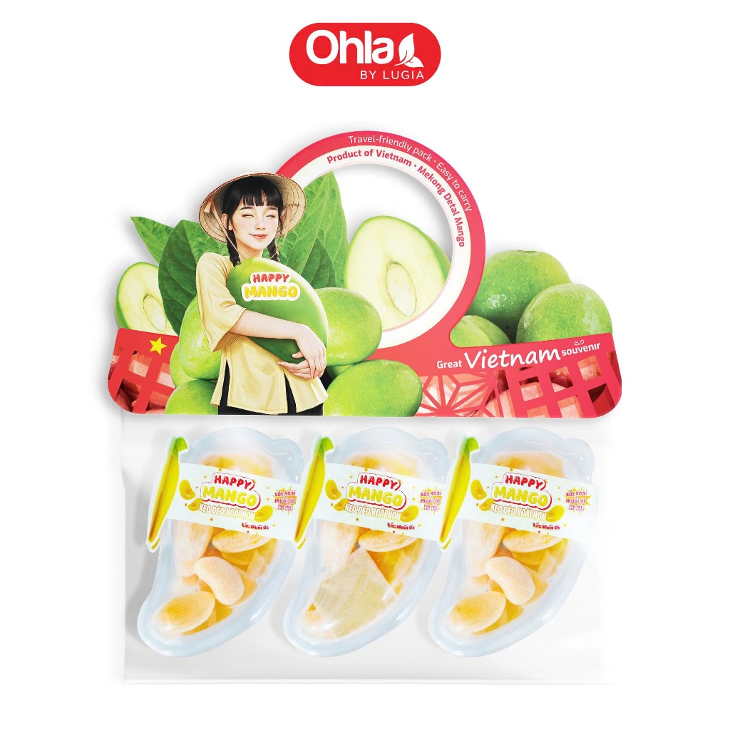 Kẹo dẻo xoài non Lắc Muối Ớt - Hộp 150g / Ohla, nhân kẹo tan chảy