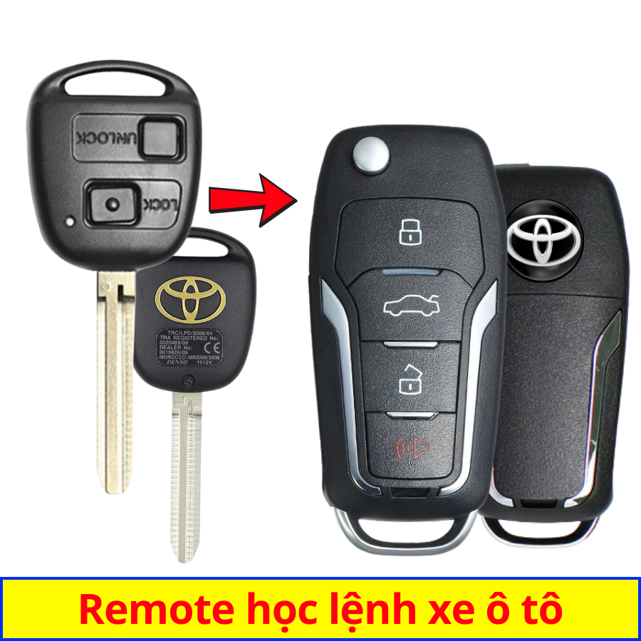 Chìa Khoá Toyota - Remote Mẫu Gập Gọn Land Cruiser Parado đời 1998 đến 2007 mẫu V12