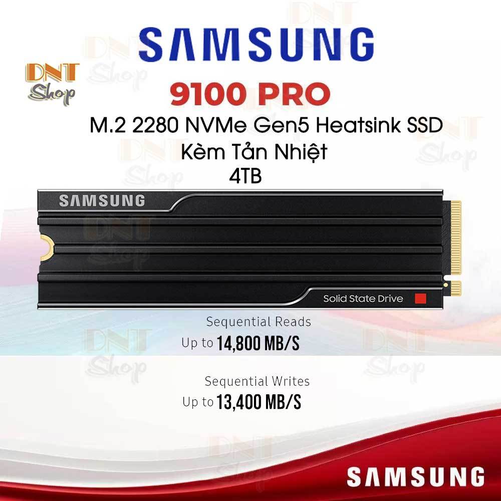 Ổ cứng SSD Samsung 9100 PRO 4TB With Heatsink (Tản Nhiệt) New 100% PCIe Gen5x4 NVMe - Bảo hành 5 năm