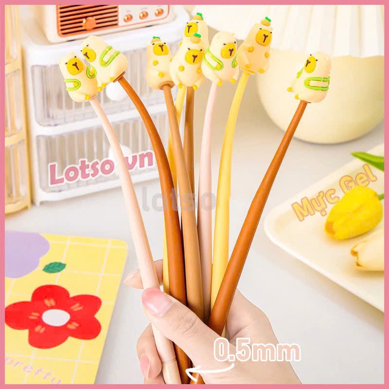( Sỉ 4K )Combo 10 Bút dẻo Capybara silicon Gấu Trúc đáng yêu cute hạt me hàng đẹp giá rẻ_ bút quà tặng