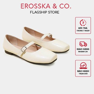 Erosska - Giày búp bê nữ hottrend balletcore đế bệt màu nâu cao 1cm - EL109
