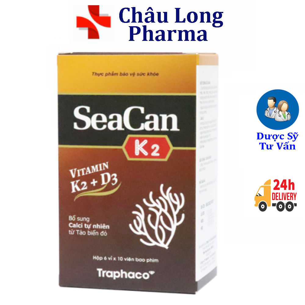 TPBVSk Seacan Bổ Sung Canxi SeaCan D3 K2 của Traphaco (Hộp 60 viên)